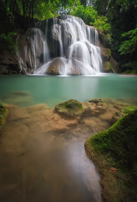 Framed Print : Erawan Falls, Kanchanaburi, Thailand, Southeast As Framed Print : Erawan Falls, Kanchanaburi, Thailand, Southeast As