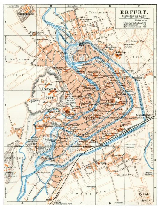 Framed Print : Erfurt map 1895 Framed Print : Erfurt map 1895