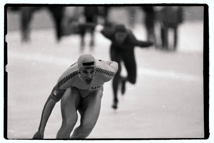 Framed Print : Eric Heiden in 1500 Meter Race