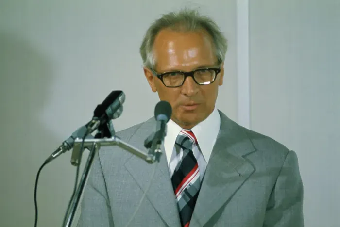 Framed Print : Erich Honecker Speaking at Microphones Framed Print : Erich Honecker Speaking at Microphones