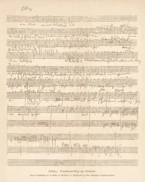Framed Print : ErlkAonig, composition sketch by Ludwig van Beethoven, facsimile, published 1885 Framed Print : ErlkAonig, composition sketch by Ludwig van Beethoven, facsimile, published 1885