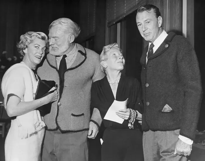 Framed Print : Ernest Hemingway and Gary Cooper with Their Wives Framed Print : Ernest Hemingway and Gary Cooper with Their Wives