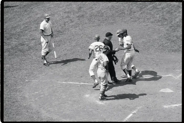 Framed Print : Ernie Banks Greeted After Home Run 400
