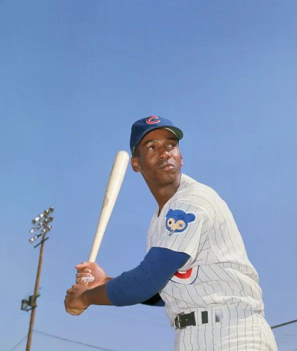 Framed Print : Ernie Banks Holding a Baseball Bat Framed Print : Ernie Banks Holding a Baseball Bat