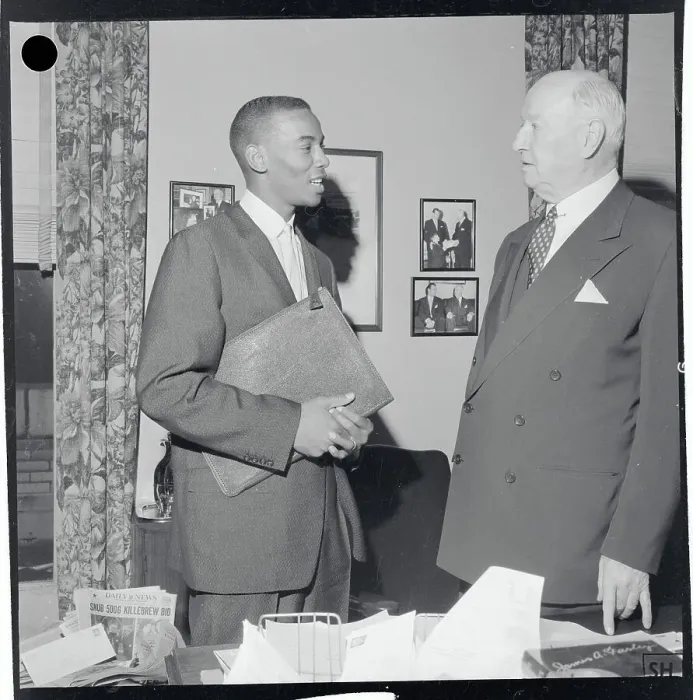 Framed Print : Ernie Banks with James A. Farley Framed Print : Ernie Banks with James A. Farley