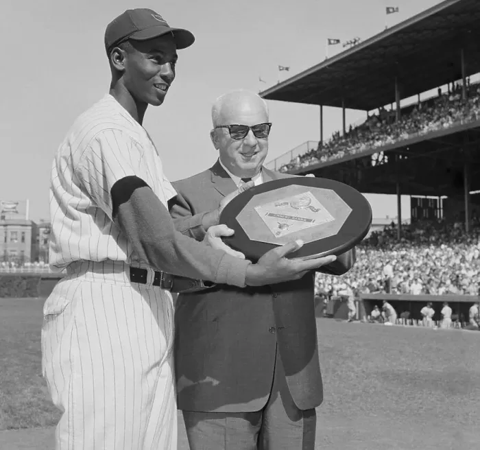 Framed Print : Ernie Banks Receiving 1959 MVP Award Framed Print : Ernie Banks Receiving 1959 MVP Award