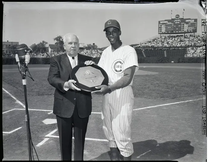 Framed Print : Ernie Banks Receiving the MVP Awards Framed Print : Ernie Banks Receiving the MVP Awards