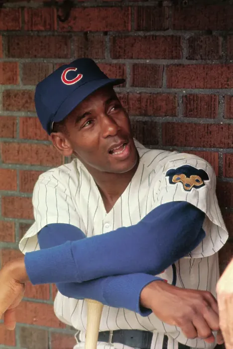 Framed Print : Ernie Banks Resting on Baseball Bat Framed Print : Ernie Banks Resting on Baseball Bat