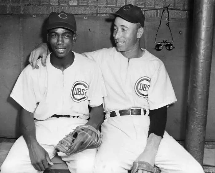 Framed Print : Ernie Banks and Sam Jones Sitting in Dugout Framed Print : Ernie Banks and Sam Jones Sitting in Dugout