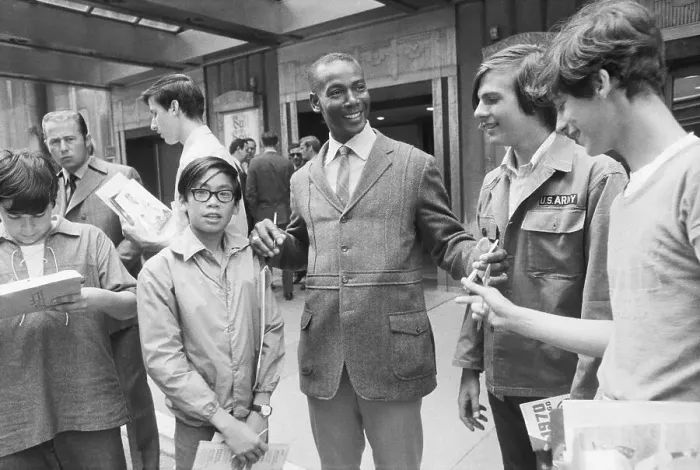 Framed Print : Ernie Banks Signing Autographs for Kids Framed Print : Ernie Banks Signing Autographs for Kids