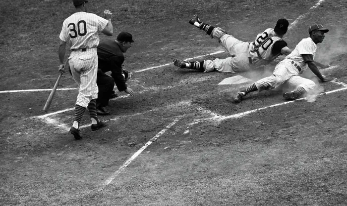 Framed Print : Ernie Banks Sliding Safely Into Home Framed Print : Ernie Banks Sliding Safely Into Home