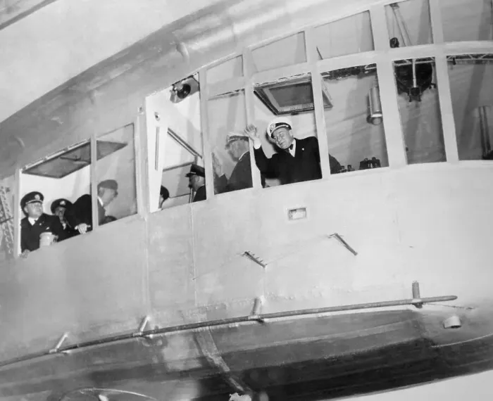 Framed Print : Ernst Lehman Waving from Hindenburg