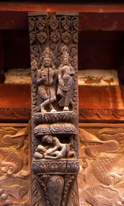 Framed Print : Erotic Wood Carvings, Pashupatinath Temple, Bhaktapur, Nepal