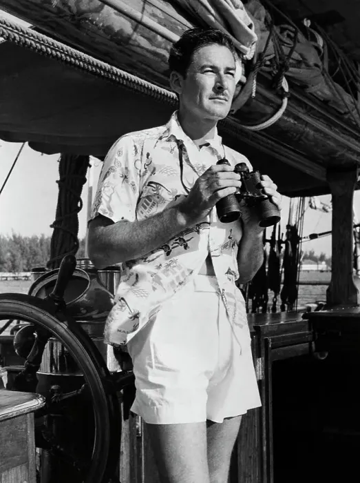 Framed Print : Errol Flynn with Binoculars Aboard His Yacht Framed Print : Errol Flynn with Binoculars Aboard His Yacht