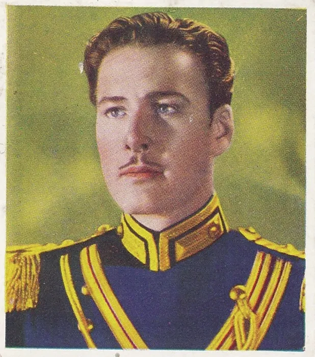 Framed Print : Errol Flynn as Major Geoffrey Vickers, Characters Come to Life series, collectible tobacco card, 1938