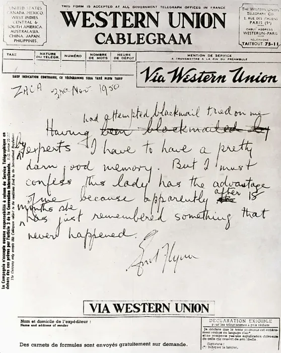 Framed Print : Errol Flynn's Manuscript Statement Framed Print : Errol Flynn's Manuscript Statement