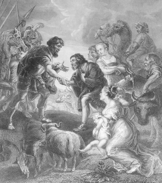 Framed Print : Esau Greeting Jacob Framed Print : Esau Greeting Jacob