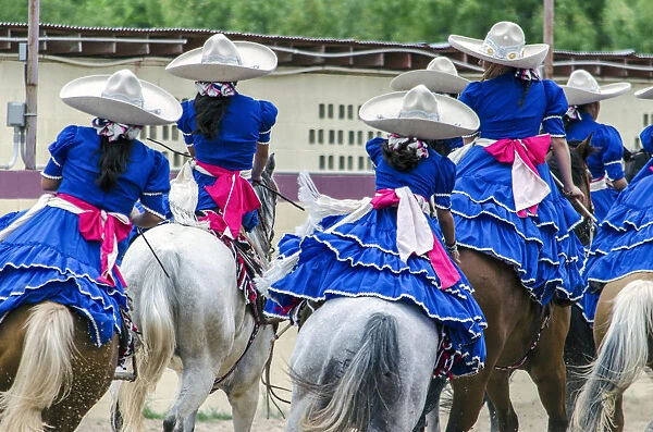 Escaramuzas Demonstrating Their Equestrian Skills