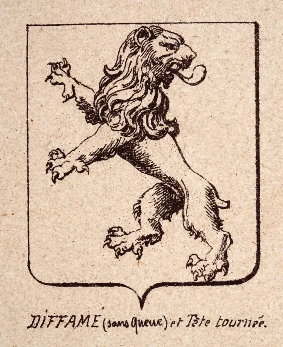 Framed Print : Escutcheon, or heraldic shield, Lions rampant without tail head turned, Diffame (sans queue) et Tete tournee, Heraldry Framed Print : Escutcheon, or heraldic shield, Lions rampant without tail head turned, Diffame (sans queue) et Tete tournee, Heraldry
