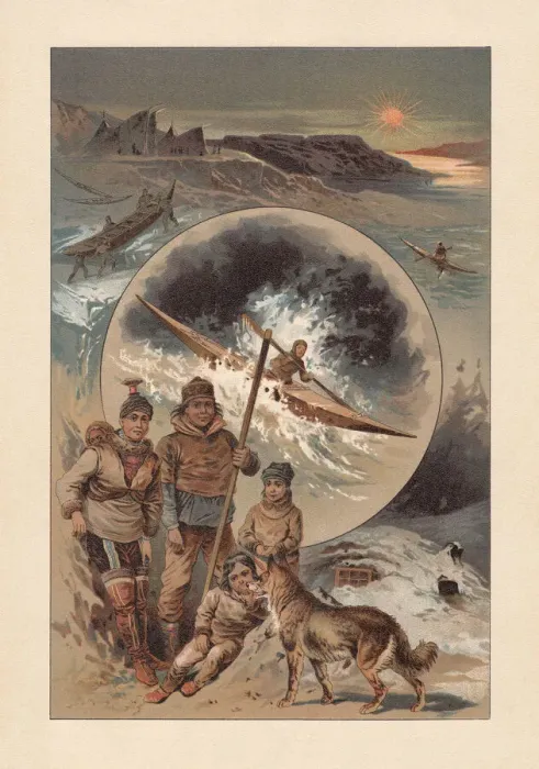 Framed Print : Eskimos, chromolithograph, published in 1897 Framed Print : Eskimos, chromolithograph, published in 1897