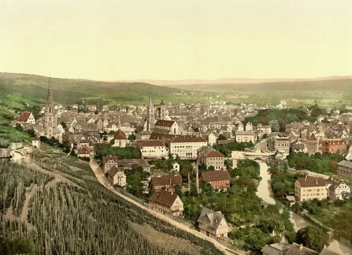 Framed Print : Esslingen in Black Forest, Baden-Wuerttemberg, c. 1890, Germany, Historic, digitally restored reproduction from a 19th century original Framed Print : Esslingen in Black Forest, Baden-Wuerttemberg, c. 1890, Germany, Historic, digitally restored reproduction from a 19th century original