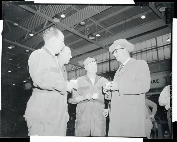 Framed Print : Estes Kefauver Talking with Plant Workers Framed Print : Estes Kefauver Talking with Plant Workers