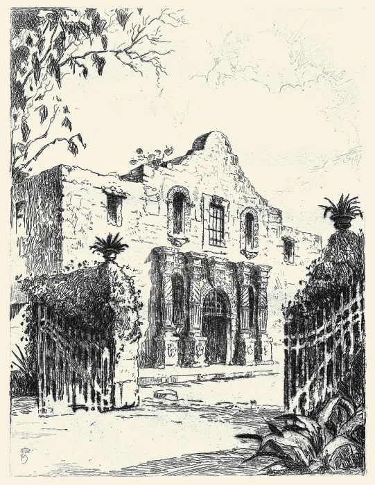 Framed Print : Etching of the Alamo Framed Print : Etching of the Alamo