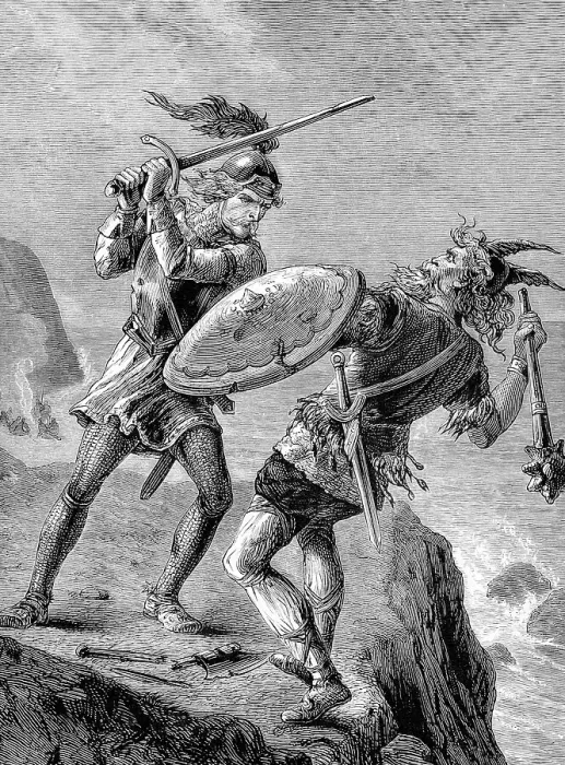 Framed Print : Etching of Eric the Red Battling Icelandic Chief Framed Print : Etching of Eric the Red Battling Icelandic Chief