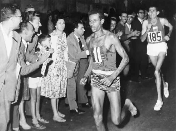 Framed Print : Ethiopian Runner Abebe Bikila Winning Olympic Marathon Framed Print : Ethiopian Runner Abebe Bikila Winning Olympic Marathon
