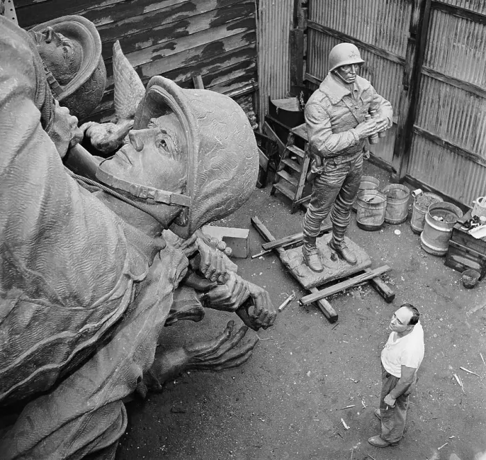 Framed Print : Eugene Bedi Standing Next of a Statue Framed Print : Eugene Bedi Standing Next of a Statue