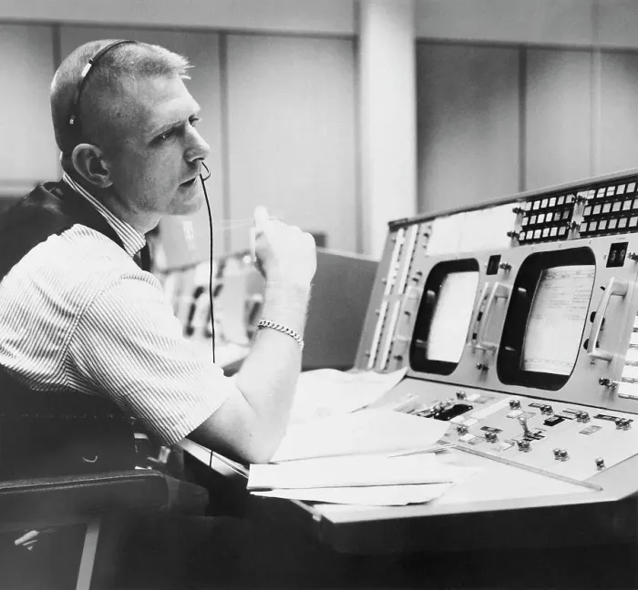 Framed Print : Eugene Krantz Sitting at Control Board Framed Print : Eugene Krantz Sitting at Control Board