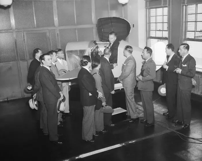 Framed Print : Eugene L. Vidal Demonstrating Blind Flying