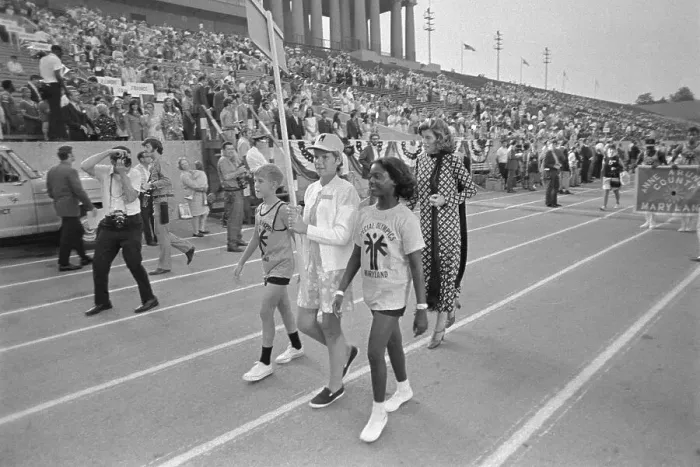 Framed Print : Eunice Kennedy Marching Behind Special Olympic Athletes Framed Print : Eunice Kennedy Marching Behind Special Olympic Athletes