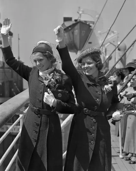 Framed Print : Eunice and Rosemary Kennedy Waving Framed Print : Eunice and Rosemary Kennedy Waving