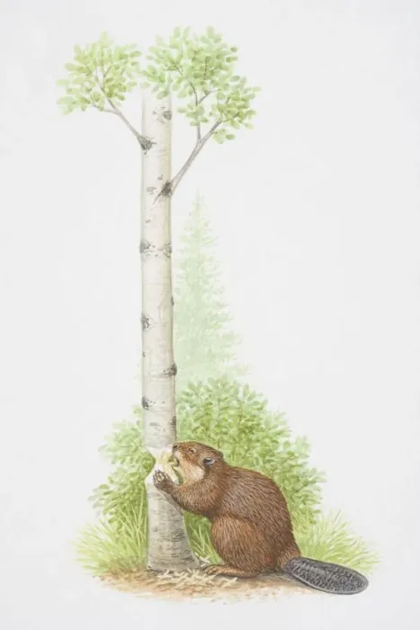 Framed Print : Eurasian Beaver (castor fiber) sitting on ground gnawing away at tree trunk, side view Framed Print : Eurasian Beaver (castor fiber) sitting on ground gnawing away at tree trunk, side view