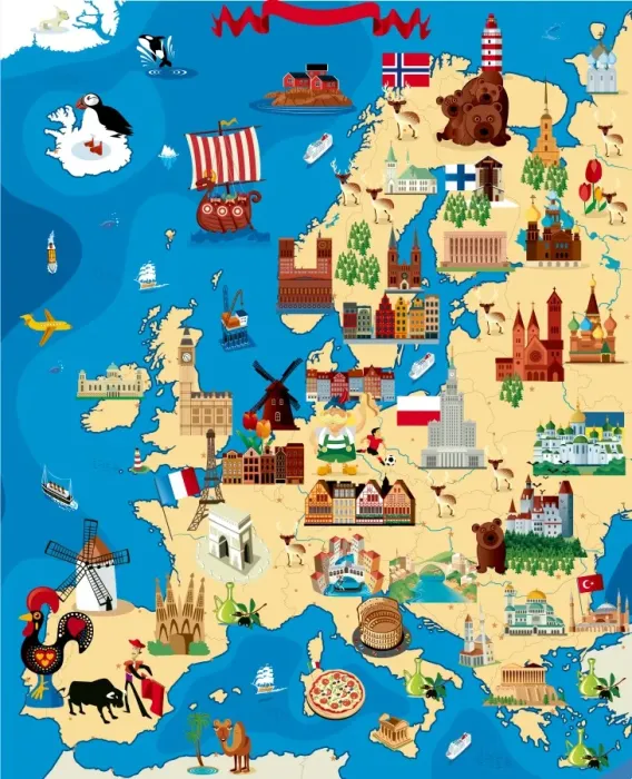Framed Print : Europe Cartoon map Framed Print : Europe Cartoon map