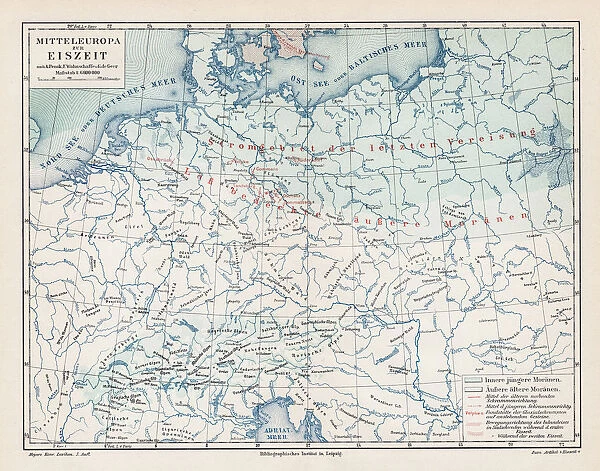 Europe during the Ice age map 1895