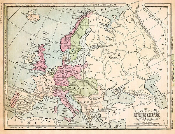 Europe map 1875