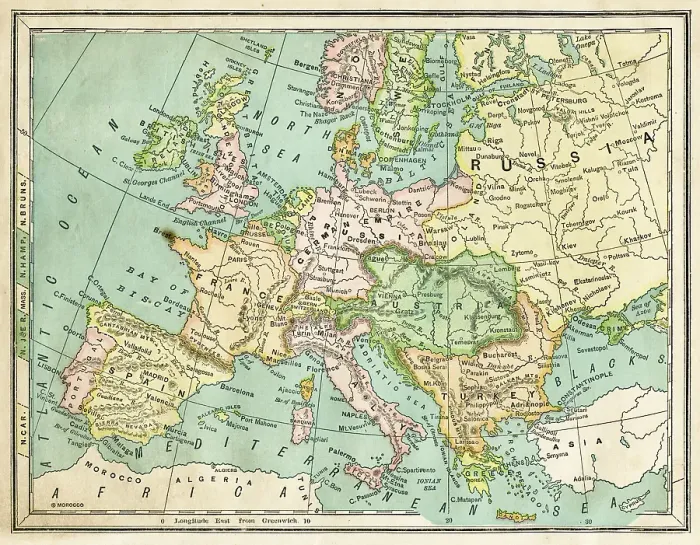 Framed Print : Europe map 1876 Framed Print : Europe map 1876
