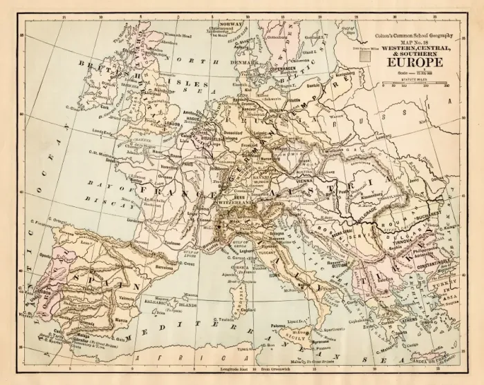 Framed Print : Europe map 1881