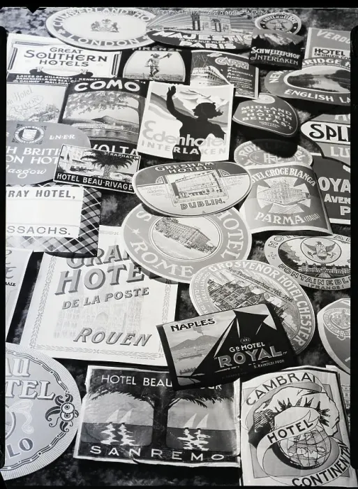 Framed Print : European Hotel Labels Framed Print : European Hotel Labels