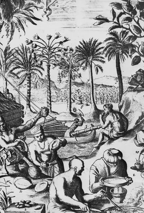 Framed Print : European Print of Drink Processing Activities in the New World Framed Print : European Print of Drink Processing Activities in the New World