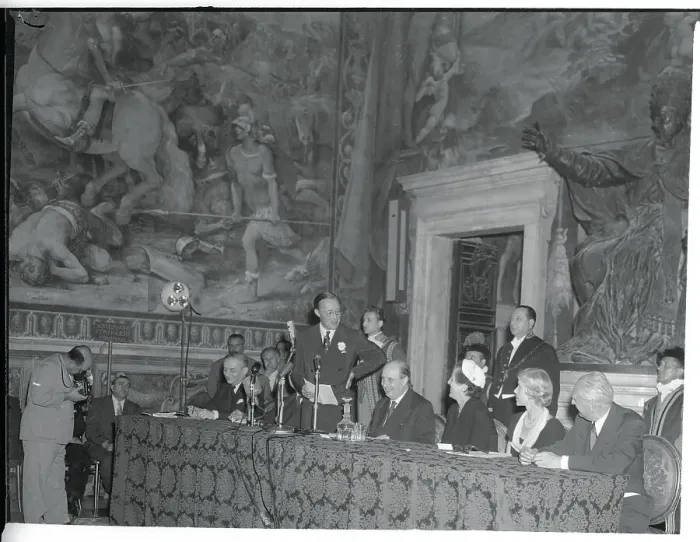 Framed Print : Europeans and American Official in Elaborate Palace Framed Print : Europeans and American Official in Elaborate Palace