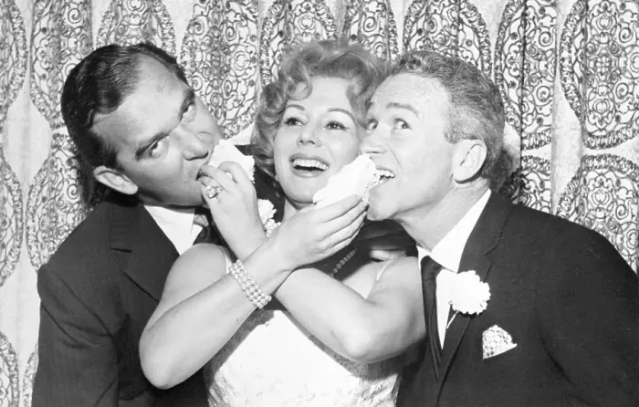 Framed Print : Eva Gabor Feeding Richard Brown and Red Buttons Cake Framed Print : Eva Gabor Feeding Richard Brown and Red Buttons Cake