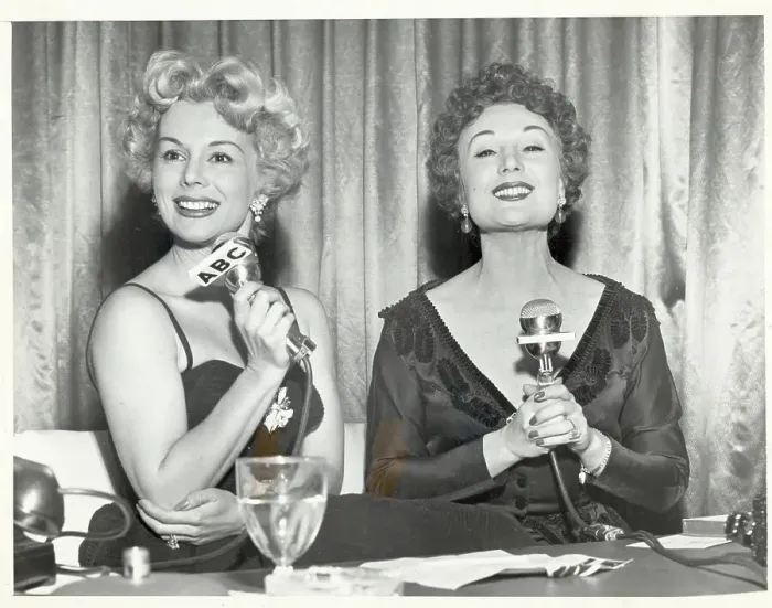 Framed Print : Eva Gabor & Magda Gabor W / Microphones Framed Print : Eva Gabor & Magda Gabor W / Microphones