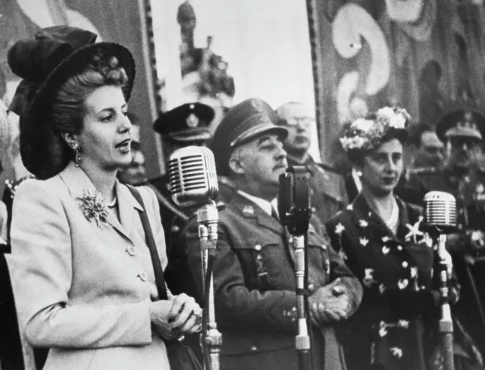 Framed Print : Eva Peron Speaking in Madrid Framed Print : Eva Peron Speaking in Madrid