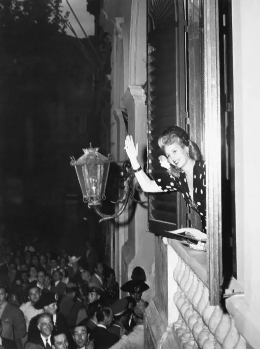 Framed Print : Eva Peron Waving to Crowd Framed Print : Eva Peron Waving to Crowd