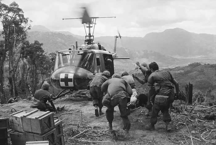 Framed Print : Evacuation Copter Lands To Pick Up Wounded