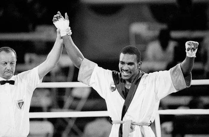 Framed Print : Evander Holyfield Wins Olympic Fight Framed Print : Evander Holyfield Wins Olympic Fight