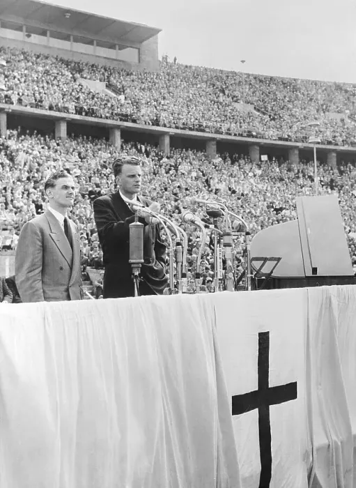 Framed Print : Evangelist Billy Graham Addressing Crowd in Germany Framed Print : Evangelist Billy Graham Addressing Crowd in Germany